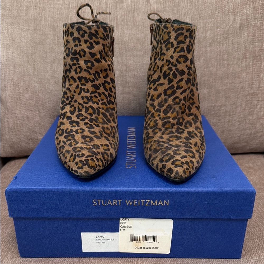 Stuart Weitzman suede cheetah lofty booties